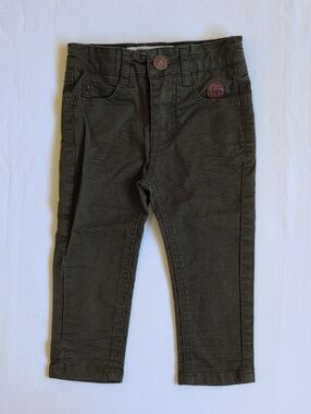 L&P baby skinny cut denim jeans olive green 9-12 months